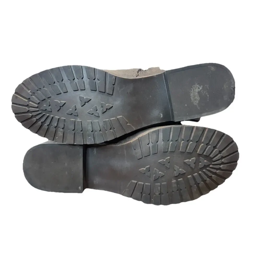 JustFab Ankle Boots Grey Womens 8.5 M Burnished Gray Black Straps Buckles
